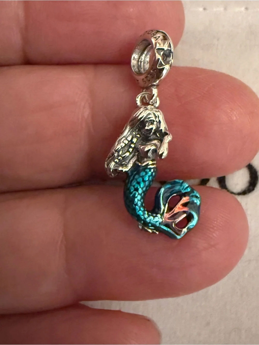 Pandora Silver Mermaid Charm with Teal Tail